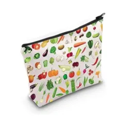 LEVLO Vegetable Themed Cosmetic Makeup Bag Gift For Vegetables Lover Vegetable Makeup Zipper Pouch Bag Vegetables Party Gift (Vegetable)