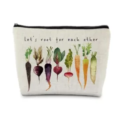 Inspirational Vegetable Makeup Bag for Women, Plant Lover Lady Mom Gifts, Gardening Gifts for Women, Funny Gardener Gifts, Let's Root for Each Other Cosmetic Bag, Veggie Gift
